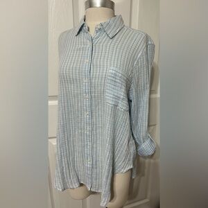 TIME And TRU Women’s Light Blue Gauzy Cotton Shirt Gingham Check Size (4-6) S